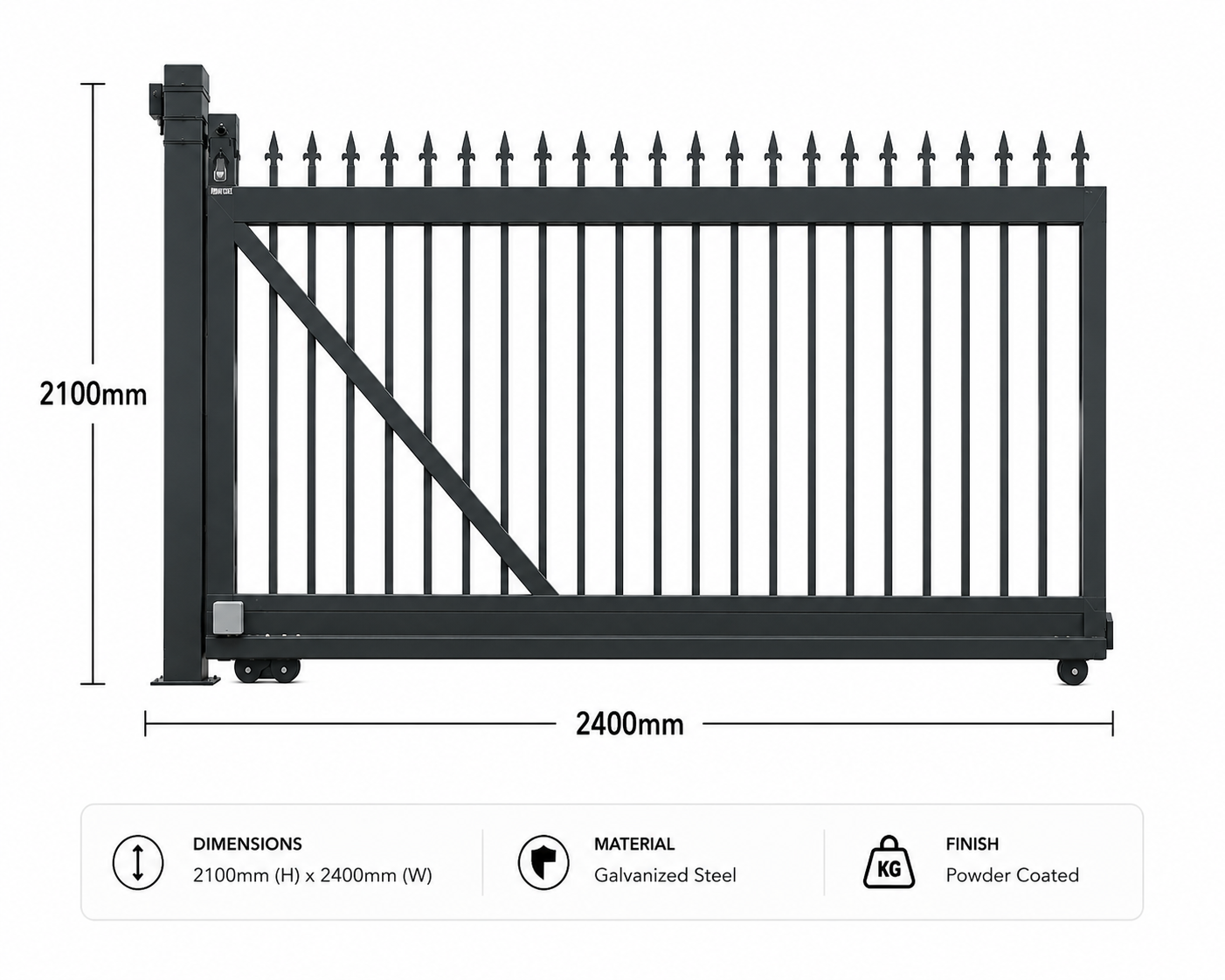 Industrial Spear Top Sliding Gate