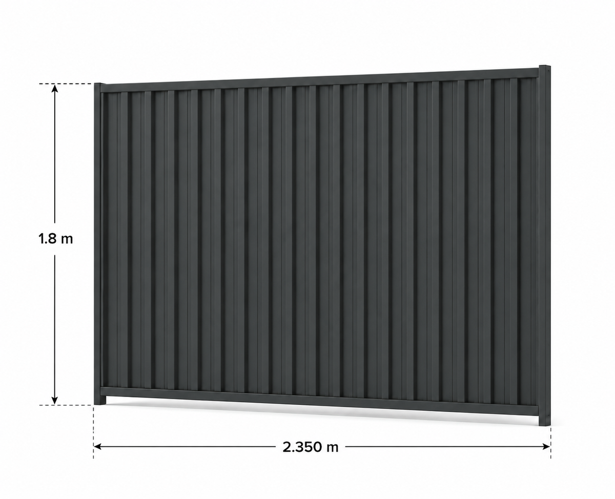 Colorbond fence panel, 1.8m high by 2.35m wide
